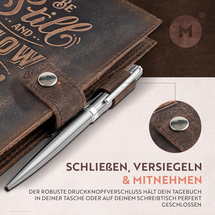 moonster Ledernotizbuch A5 Nachfüllbar – Notizbuch A5 Leder Damen mit Eingeprägtem Bibelvers Psalm 4