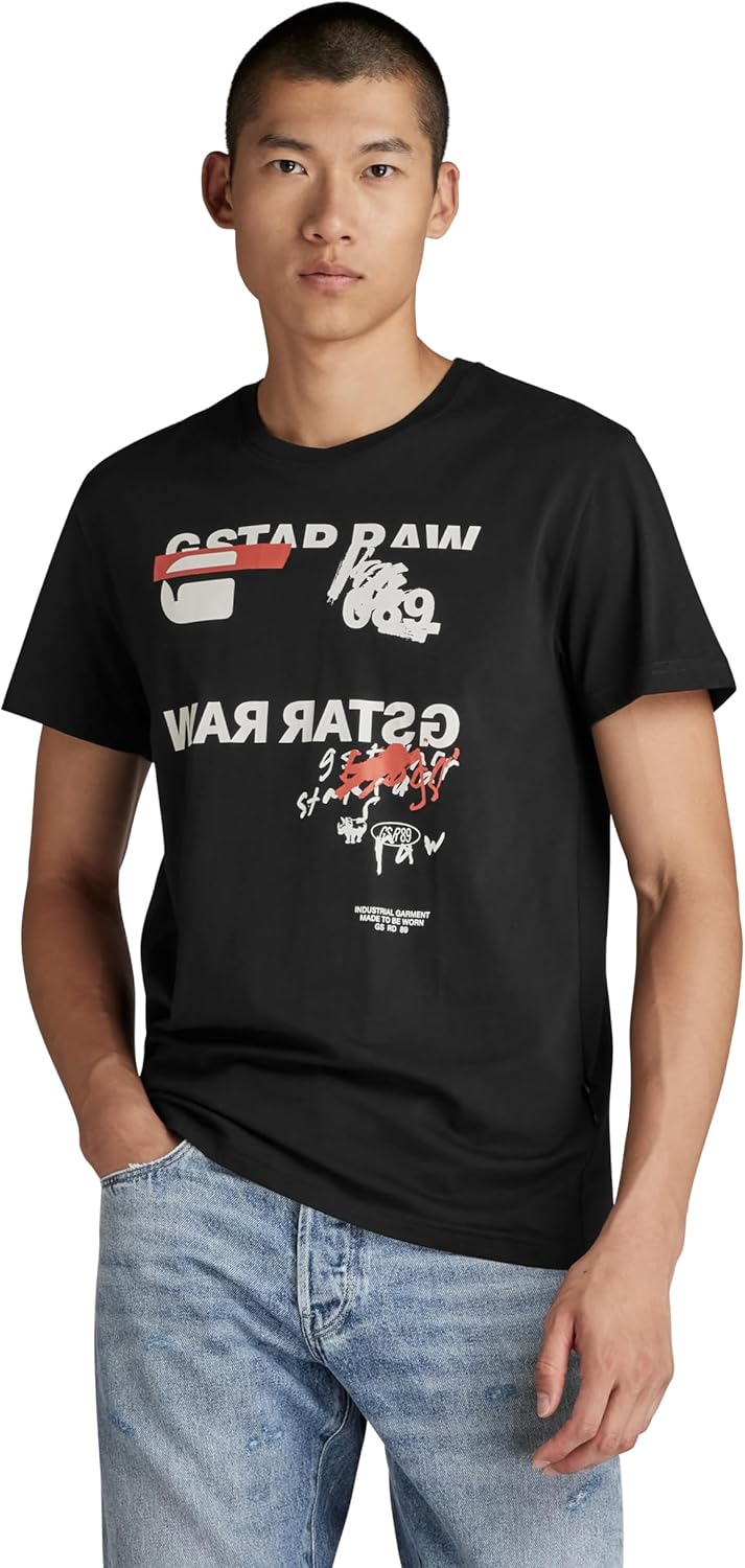 G-Star Herren Mirror Graphic T-Shirt XS Schwarz (Dk Black D24701-336-6484), XS Schwarz (Dk Black D24