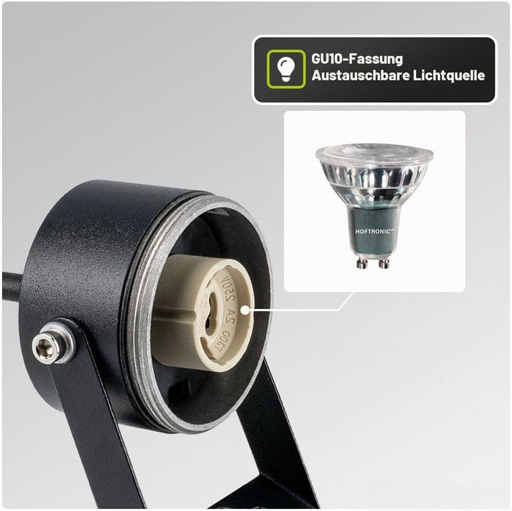 HOFTRONIC - 6er Set Spikey LED Gartenstrahler Aluminium - IP65 Wasserdicht - GU10 Fassung - Dimmbar
