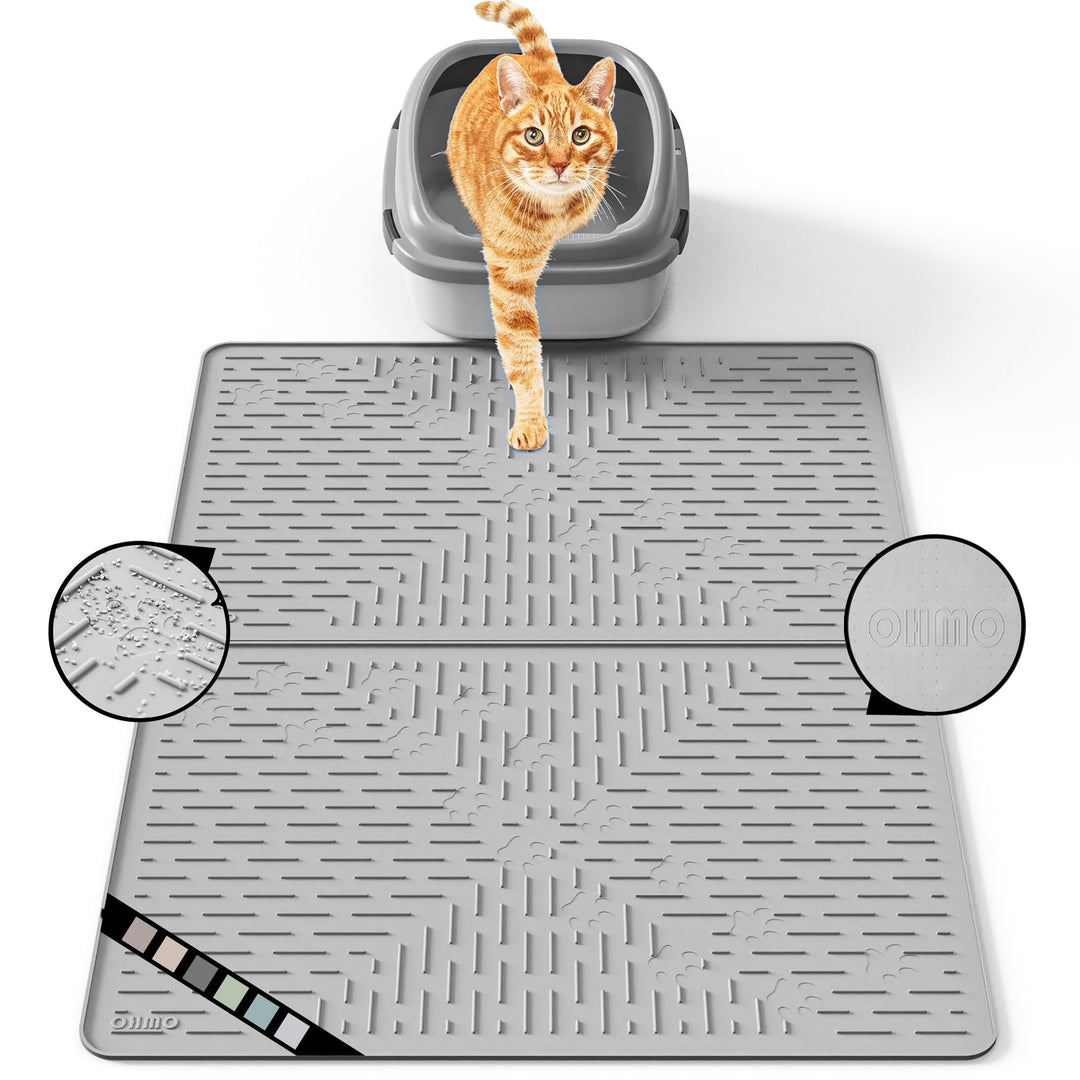 OHMO Katzenklo matte aus Premium-Silikon 60 * 40 CM,2 pack, wasserdicht und BPA-frei Katzentoiletten
