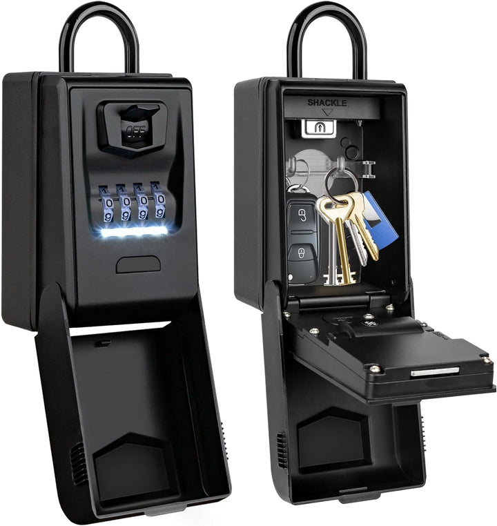 ENONEO Schlüsseltresor mit Beleuchteten Zahlencode Aussen Schlüsseltresor mit Bügel, Wetterfest Schl