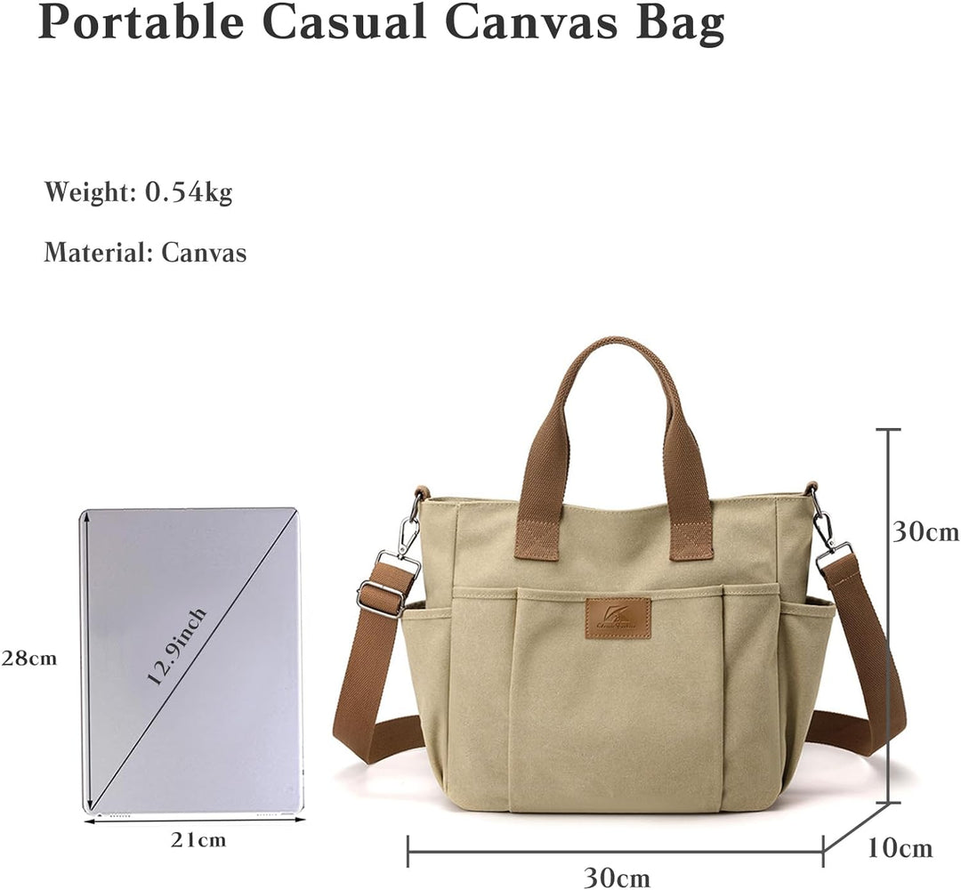 CORIOS Canvas Schultertasche Damen Handtasche Grosse Kapazität Umhängetasche Casual Henkeltaschen Mu