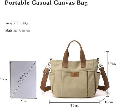 CORIOS Canvas Schultertasche Damen Handtasche Grosse Kapazität Umhängetasche Casual Henkeltaschen Mu