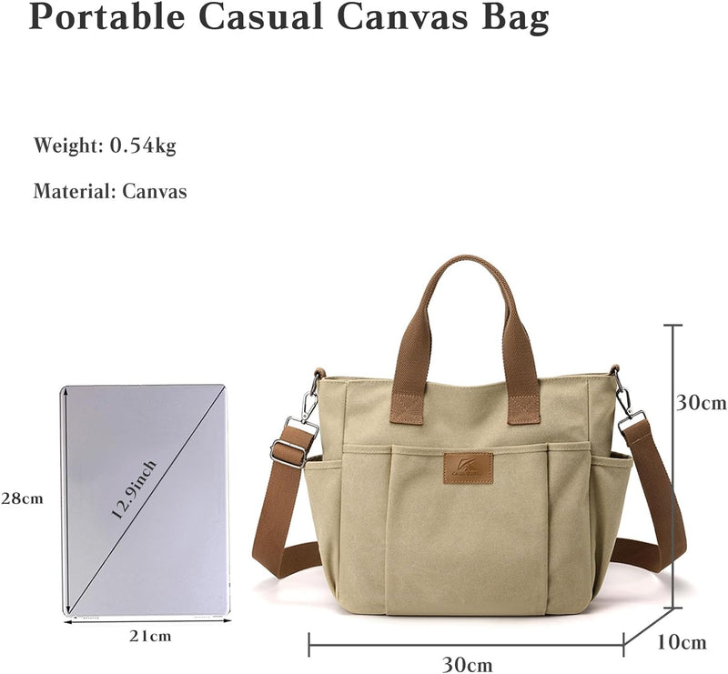 CORIOS Canvas Schultertasche Damen Handtasche Grosse Kapazität Umhängetasche Casual Henkeltaschen Mu