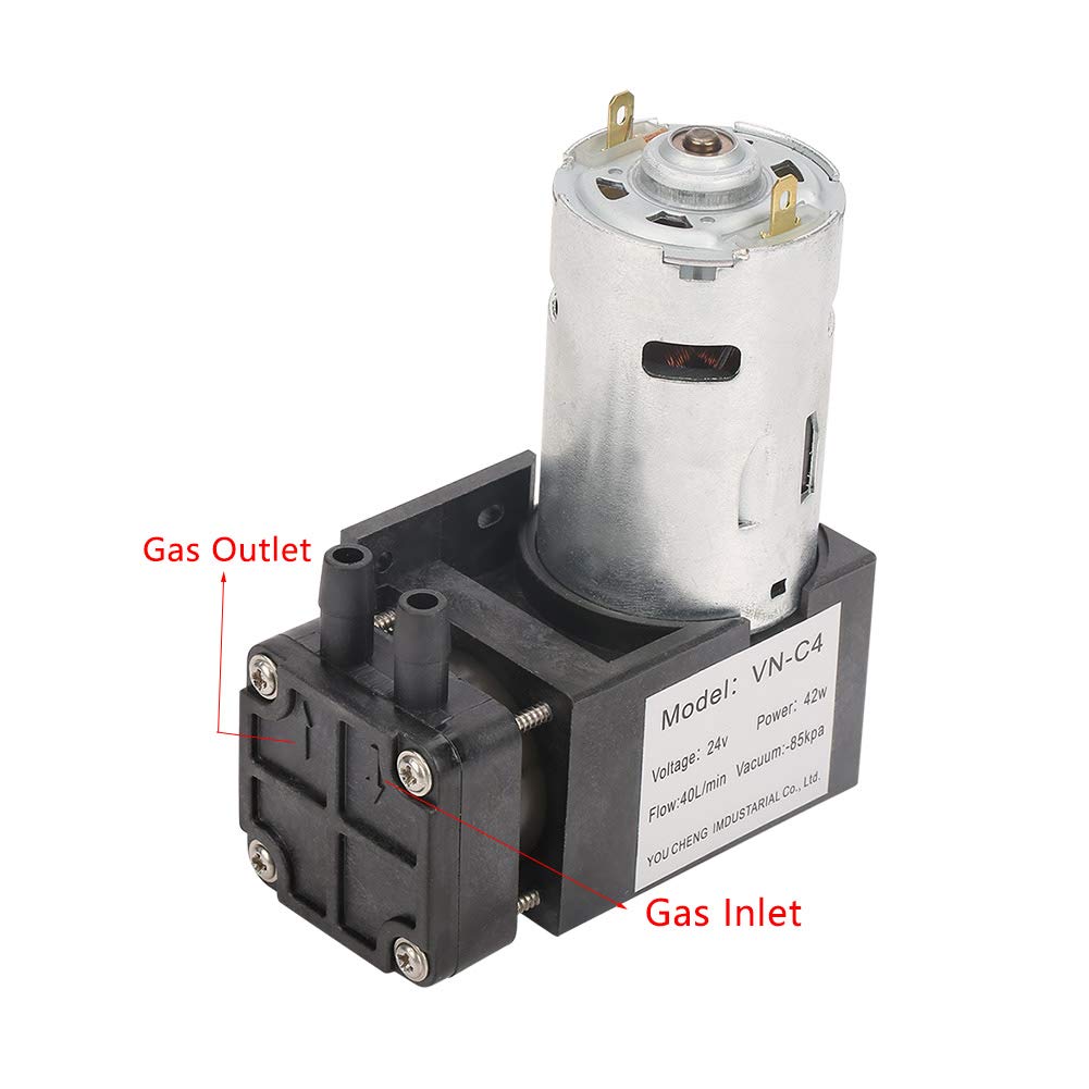 Vakuumpumpe, DC 24V Mini öllose Vakuumpumpe, 85kPa Vakuumgrad, Durchfluss 40L/Min Vakuumpumpe, geräu