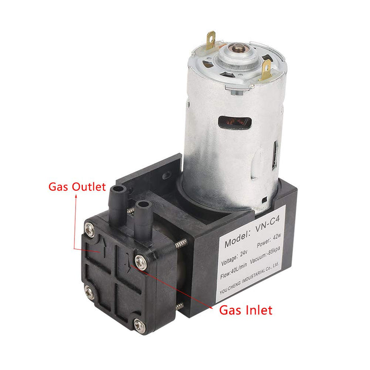Vakuumpumpe, DC 24V Mini öllose Vakuumpumpe, 85kPa Vakuumgrad, Durchfluss 40L/Min Vakuumpumpe, geräu