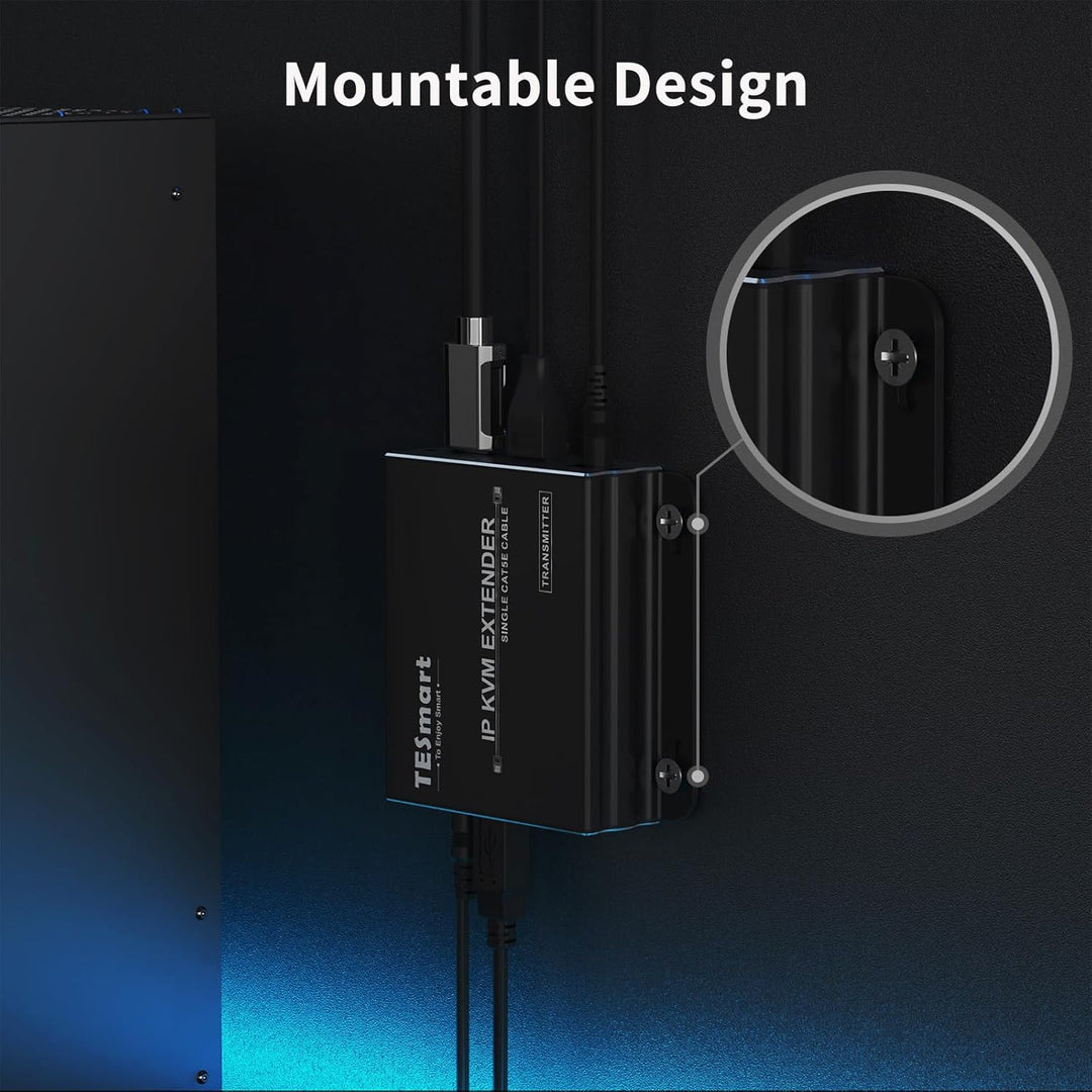 TESmart HDMI KVM Extender, Cat5e/6 Kabel bis zu 120m Full HD 1080P(TX+RX) Extender, Punkt/Multipunkt