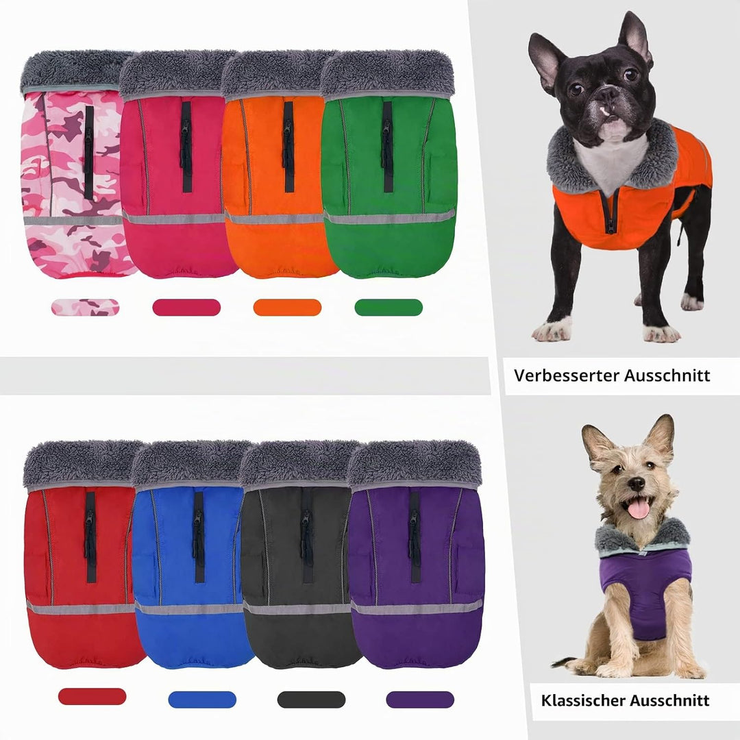 QBLEEV Hundewintermantel, warm, reflektierende Hundejacke, Rollkragen, wasserdicht, für kaltes Wette
