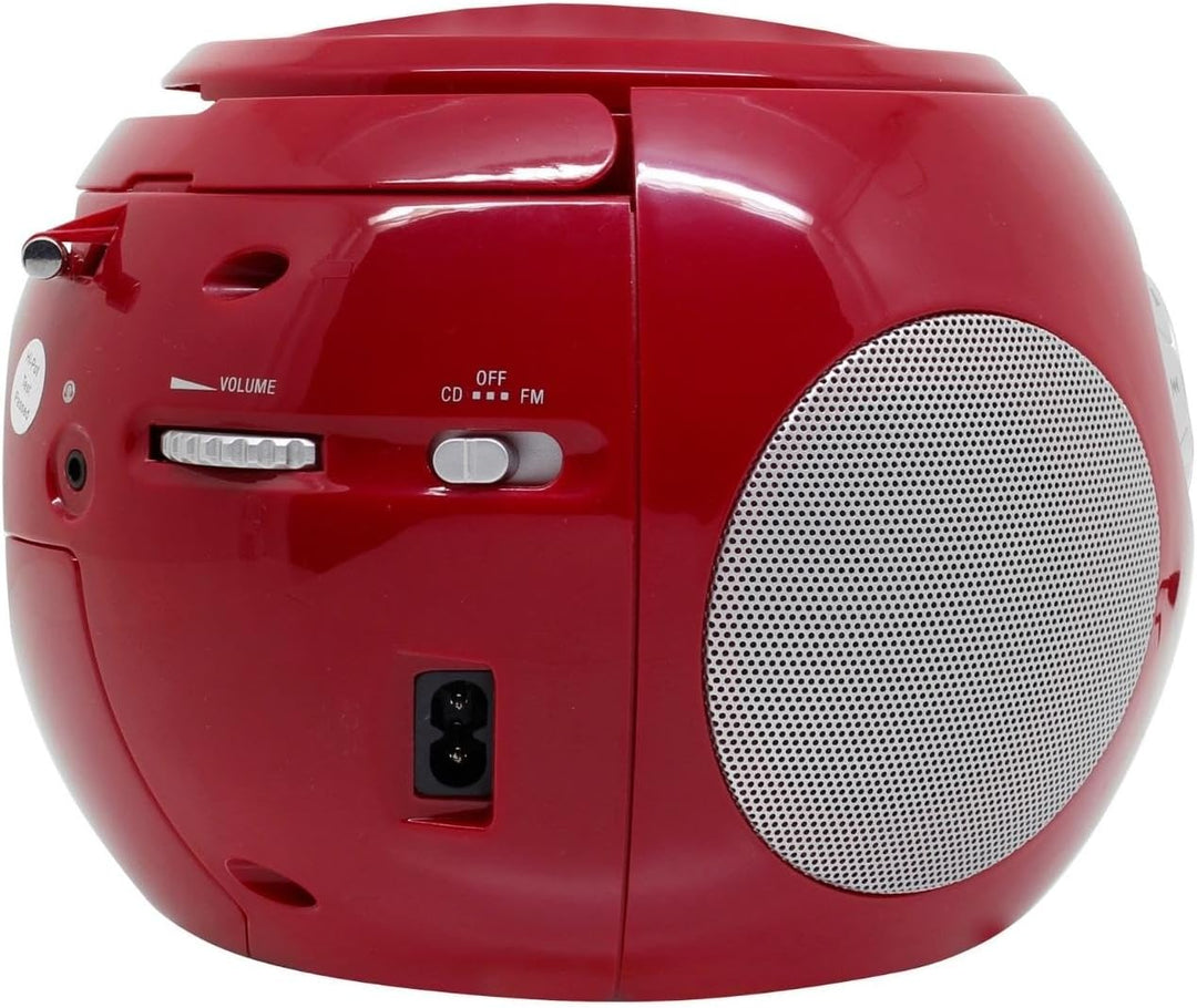 Soundmaster SCD2120RO CD-Boombox mit UKW Radio und Hörbuchfunktion rot, rot