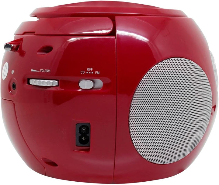 Soundmaster SCD2120RO CD-Boombox mit UKW Radio und Hörbuchfunktion rot, rot