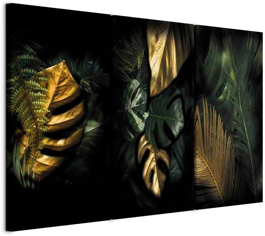 murando - Bilder tropische Blätter 135x90 cm Vlies Leinwandbild 3 Teilig Kunstdruck modern Wandbilde