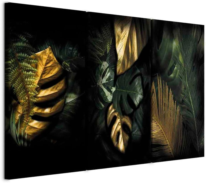 murando - Bilder tropische Blätter 135x90 cm Vlies Leinwandbild 3 Teilig Kunstdruck modern Wandbilde