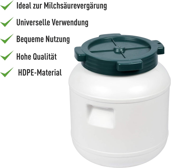 Browin 360010 Plastikfass zum Gären, Aufbewahren, weiss, 10 L mit Schraubverschluss, Kohl, Gurken, G