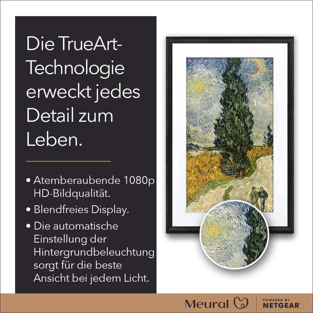 MEURAL Canvas II MC321LW Smart Art Digitale HD-Leinwand 41 x 61 cm (Heller Holzrahmen, 21.5 Zoll, Ge