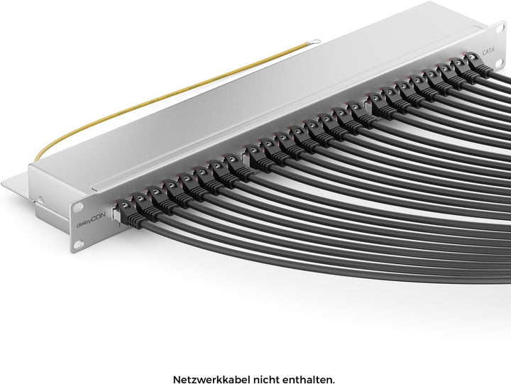 deleyCON CAT 6 Patchpanel Verteilerfeld 24 Port - Desktop 19" Zoll Rackeinbau Servermontage - RJ45 -