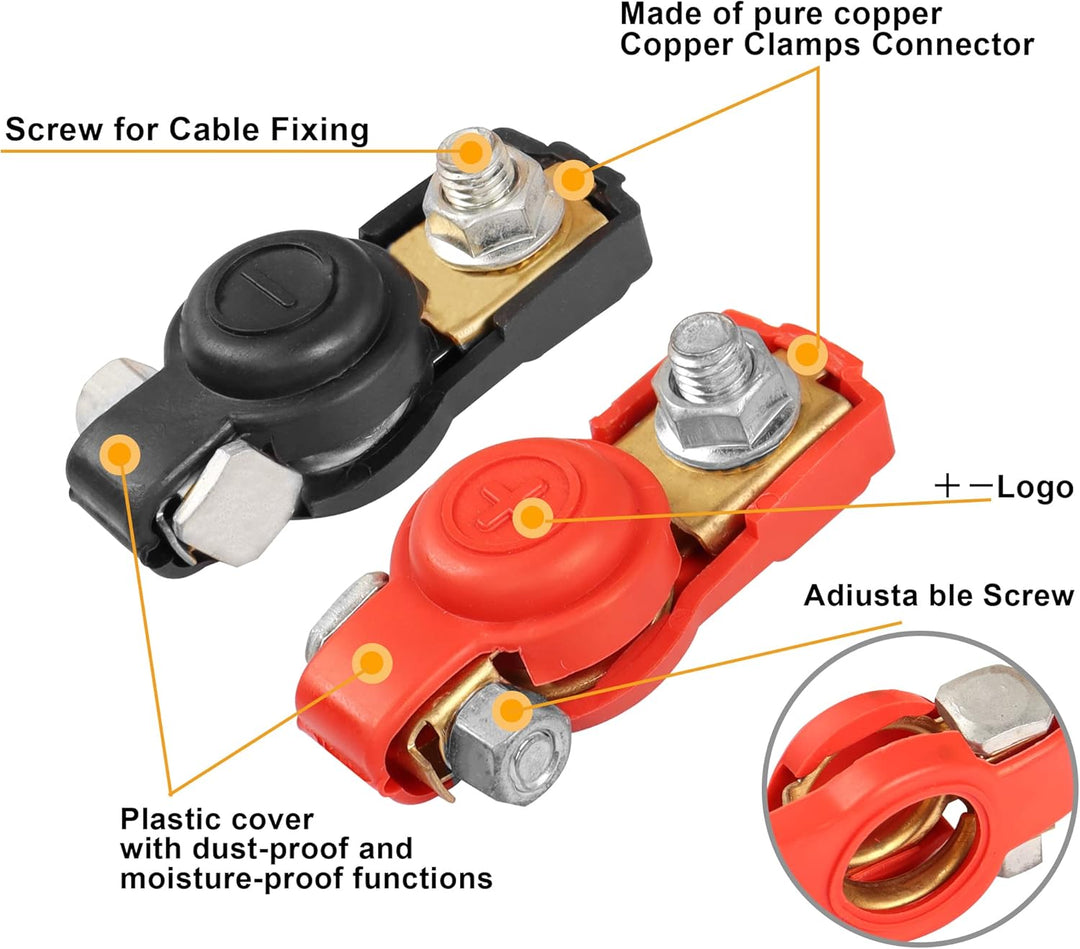 MEIRIYFA Auto Batterie Kabel Klemme Stecker, positive und negative Klemmen Reine Kupfer Adapter Stec