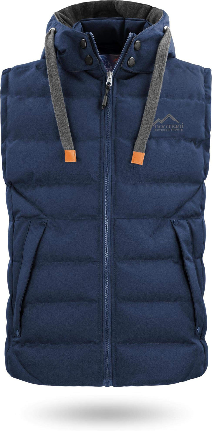 normani Herren Weste Steppweste mit Swaet Kapuze und Stehkragen - Outdoor Weste mit wasserdichten Re