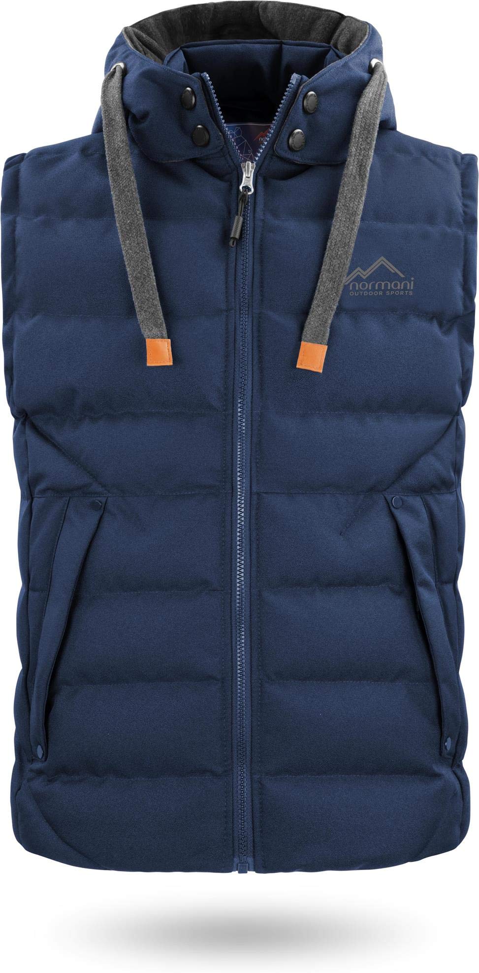 normani Herren Weste Steppweste mit Swaet Kapuze und Stehkragen - Outdoor Weste mit wasserdichten Re