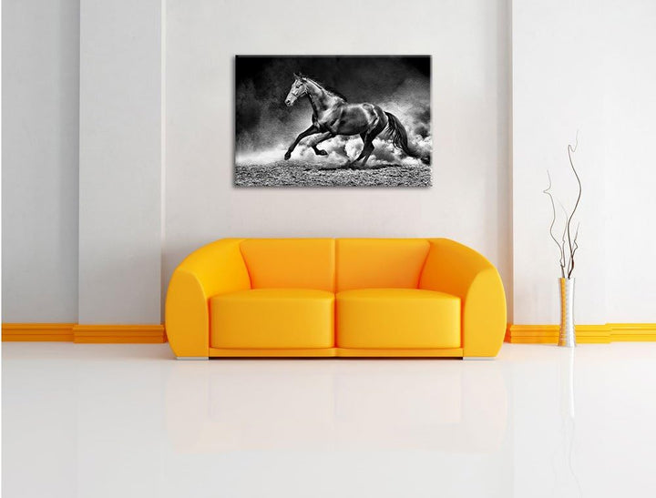 Pixxprint Pferd, Sonnenuntergang, 100x70cm Leinwandbild bespannt auf Holzrahmen/Wandbild Kunstdruck