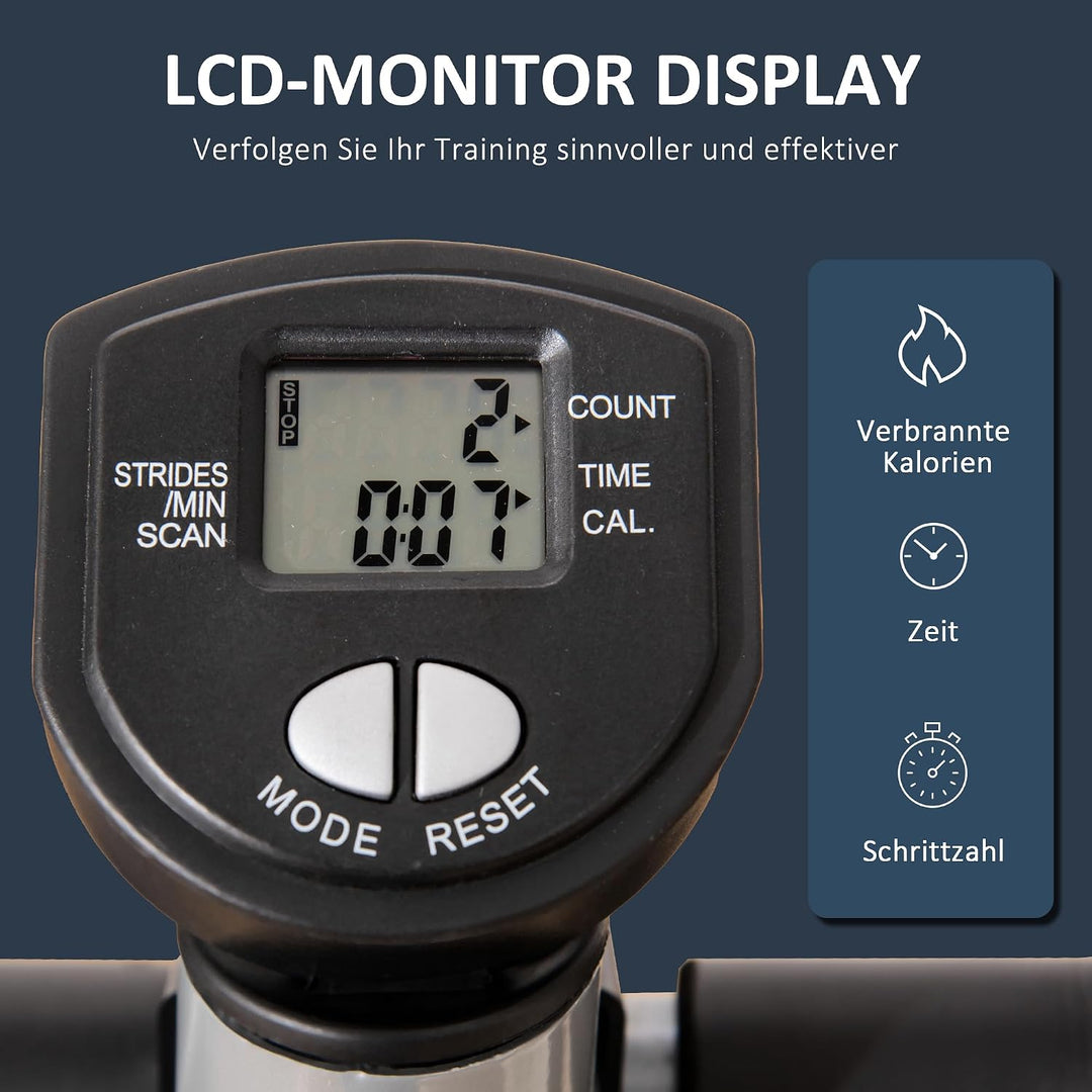 HOMCOM Stepper mit Handgriff Fitness Heimtrainer für Zuhause klein Fitnessgerät für Bein- und Po-Tra