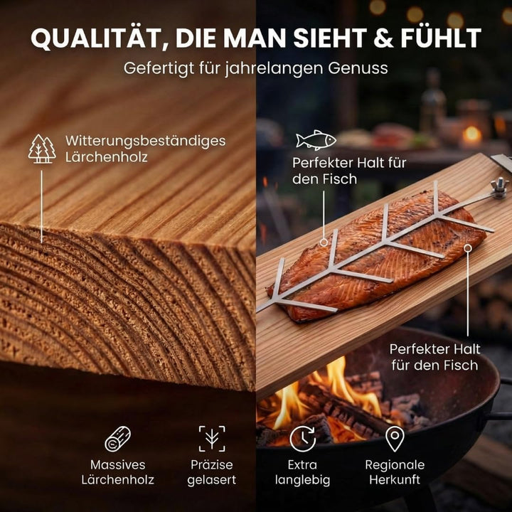 Flammlachsbrett 2er Set Lärche für die Feuerschale und den Kugelgrill Lärche 2er Set, Lärche 2e