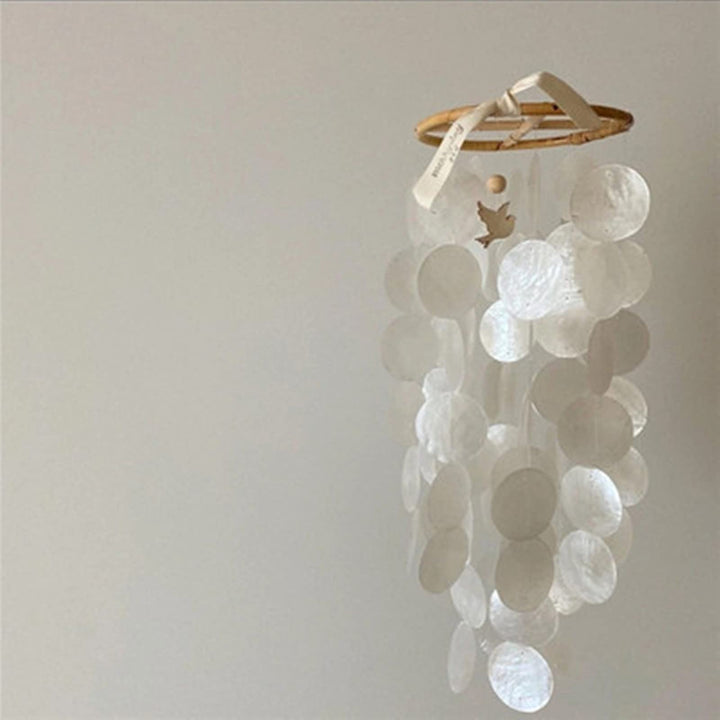 ZOYIEP Windspiel Capiz-Muscheln-Perlmutt-Muscheln in Weiss für Heim Hängende Ornamente Kinderzimmer