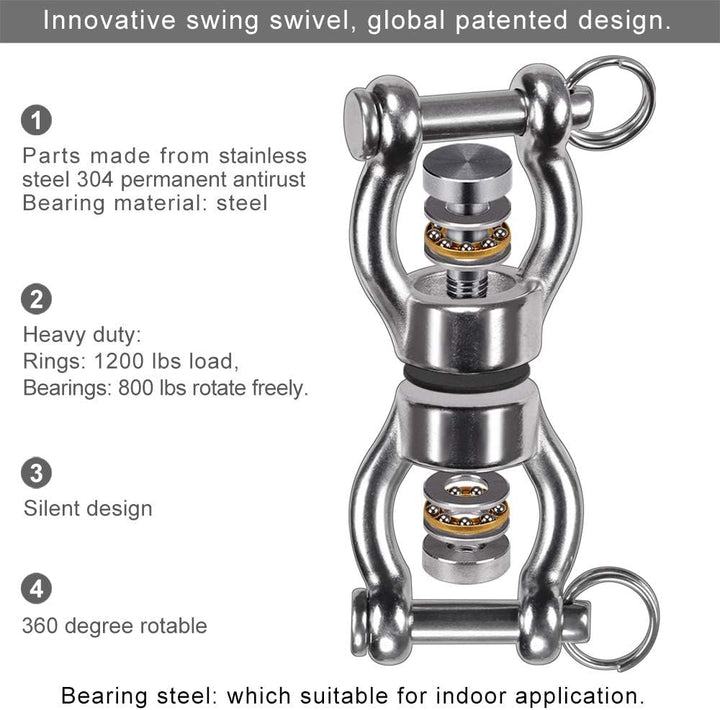 SELEWARE Schaukelhaken Schwerlast Hängesessel Outdoor - Silent Bearing Drehhaken Boxsack Halterung D