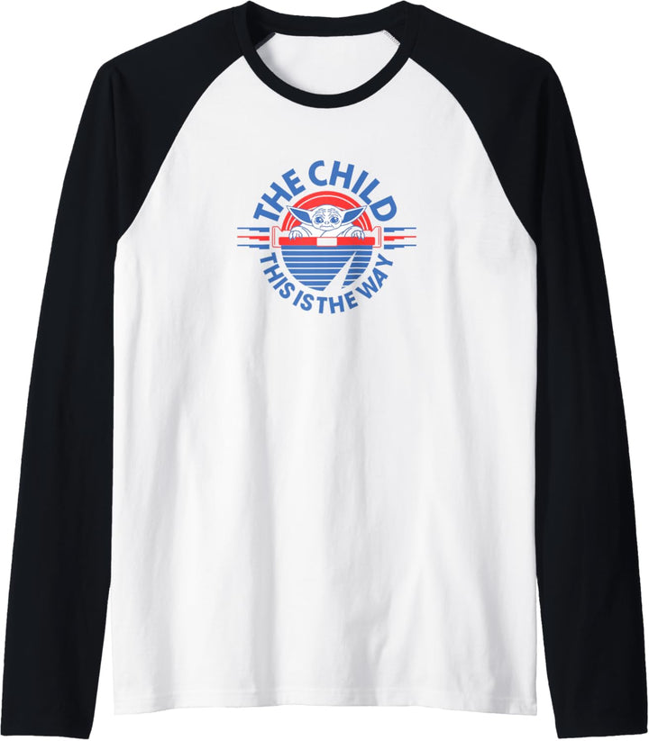 Star Wars: The Mandalorian The Child Retro White & Blue Pod Raglan