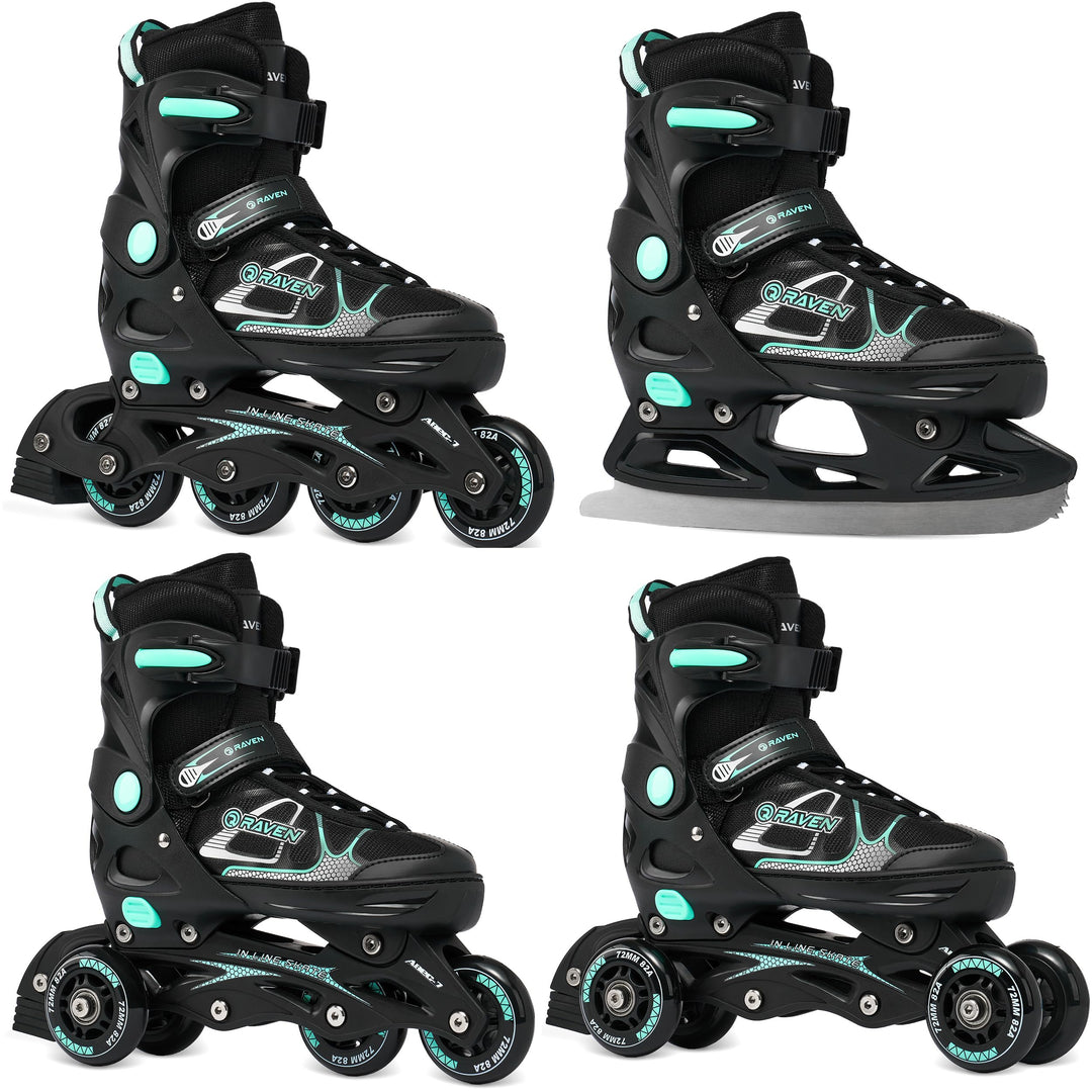 RAVEN 4in1 Inline Skates Triskates Rollschuhe Schlittschuhe Inliner für Kinder und Erwachsene verste