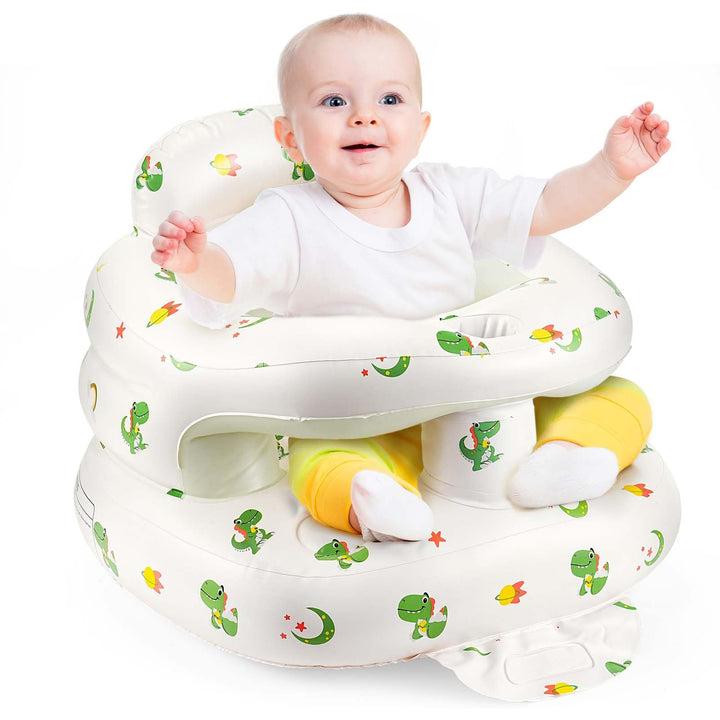 Aufblasbarer Babysitz für Babys ab 3 Monaten, aufblasbarer Baby-Stuhl eingebauter Luftpumpe Rückenst
