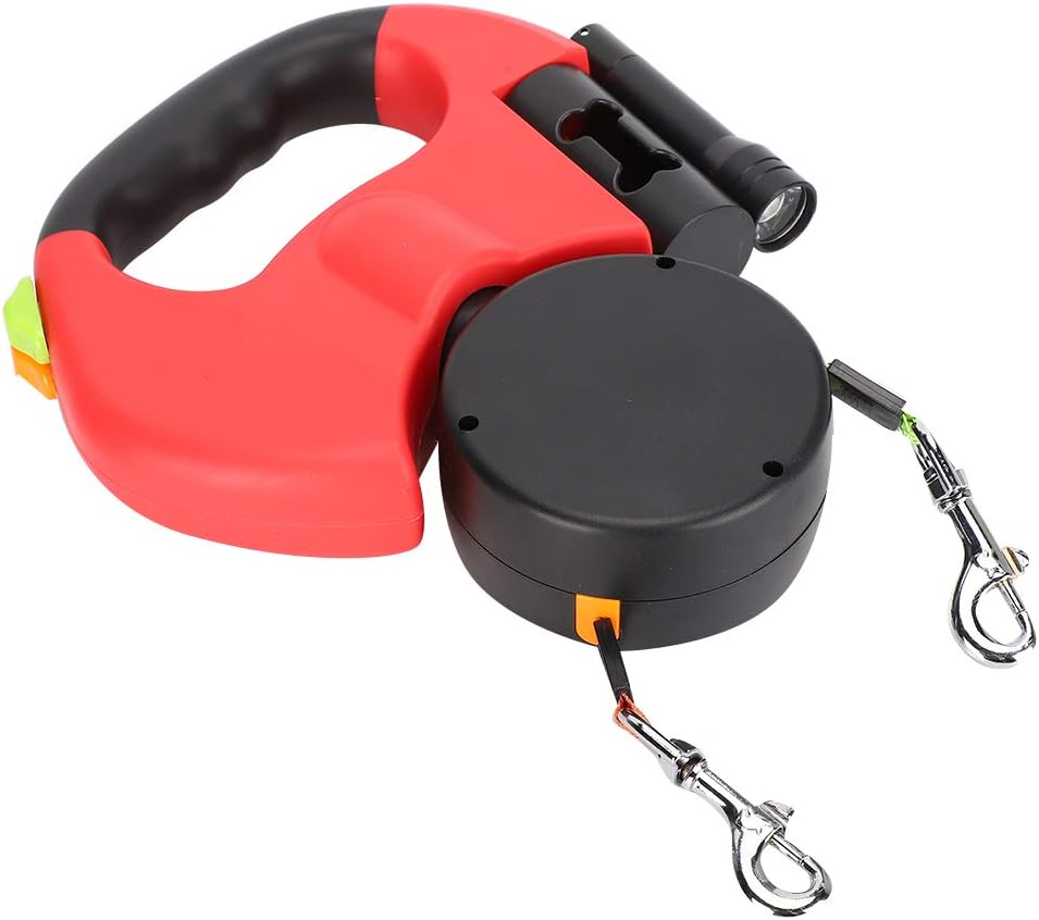 lyrlody Rollleine für Hunde, Leine für 2 Hunde, 360° Verwicklungsfreie Ausziehbare Leine mit LED-Leu