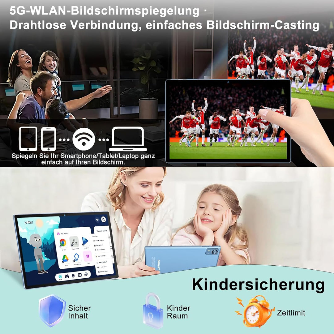 Tablet 10.1 Zoll Android 15 Tablet 【30 GB RAM + 128 GB ROM+2TB】【Gemini AI】, Widevine L1, Octa Core,