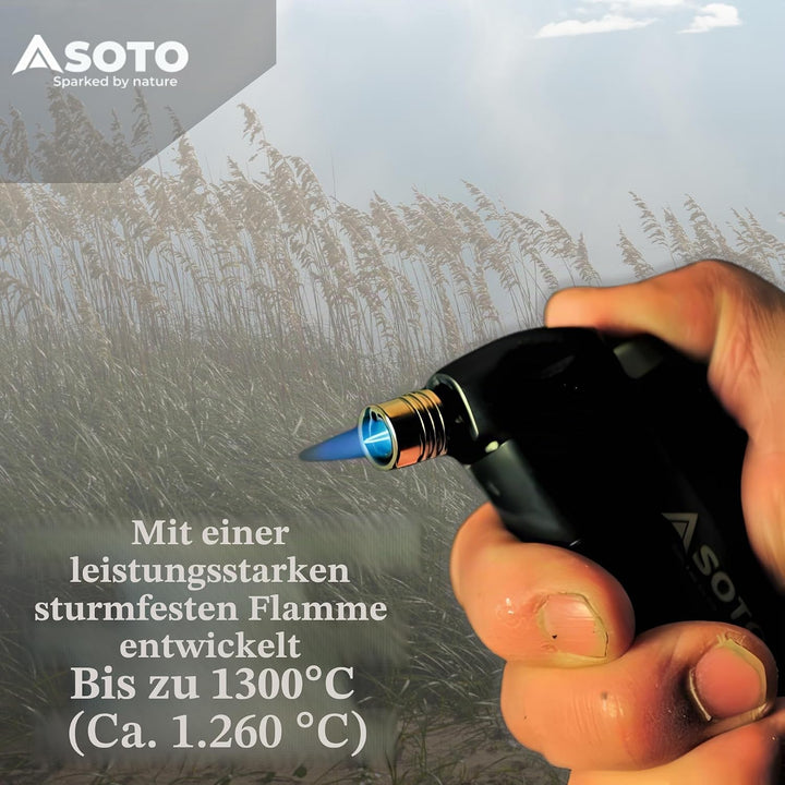 SOTO Pocket Torch with Lighter Schwarz - Leistungsstarker cleverer Feuerzeug Brenner, Grösse One Siz
