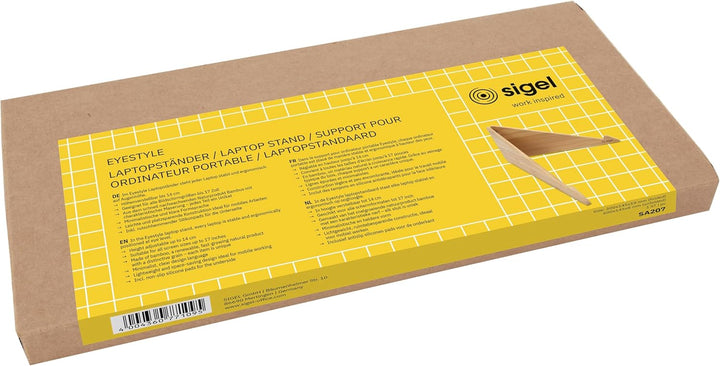 SIGEL SA207 Laptopständer aus Bambus, höhenverstellbarer Laptophalter, leicht, faltbar, tragbar, 30