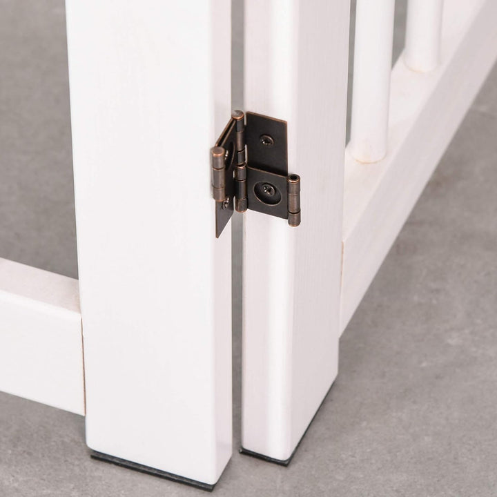 PawHut Absperrgitter Hunde 75 cm Schutzgitter aus Holz Freistehendes Hundegitter mit Tür Sicherheits