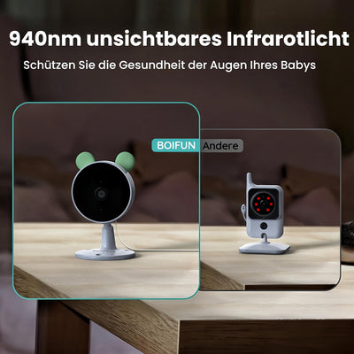 BOIFUN Babyphone mit 2 Kameras App, ECO Modus, Zonenalarme, 1080P HD, 3×Zoom, 4,3 Zoll LCD-Display B