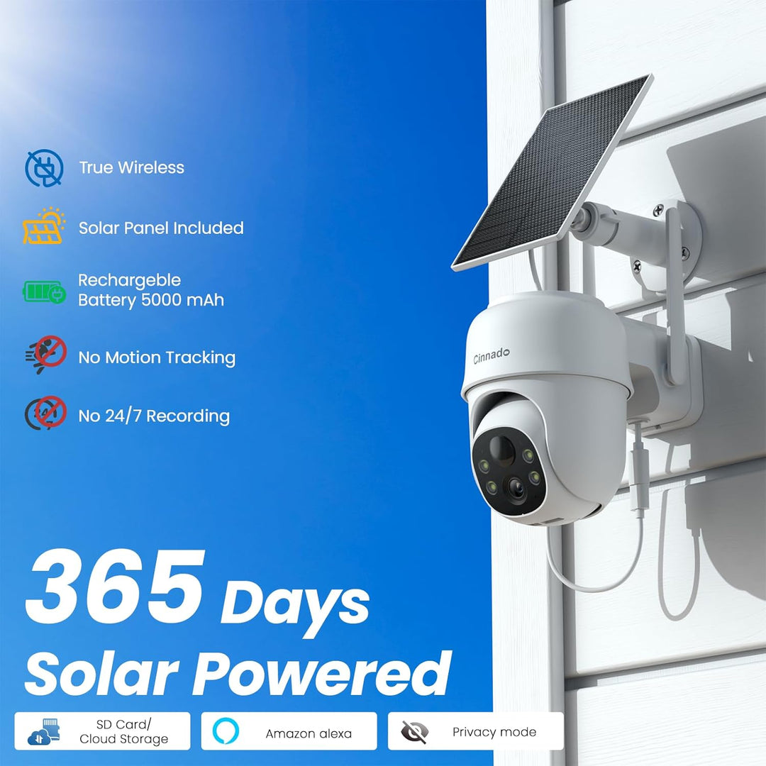 Cinnado Überwachungskamera Aussen Akku Solar - 2K Kamera Überwachung Aussen WLAN Outdoor kabellos So