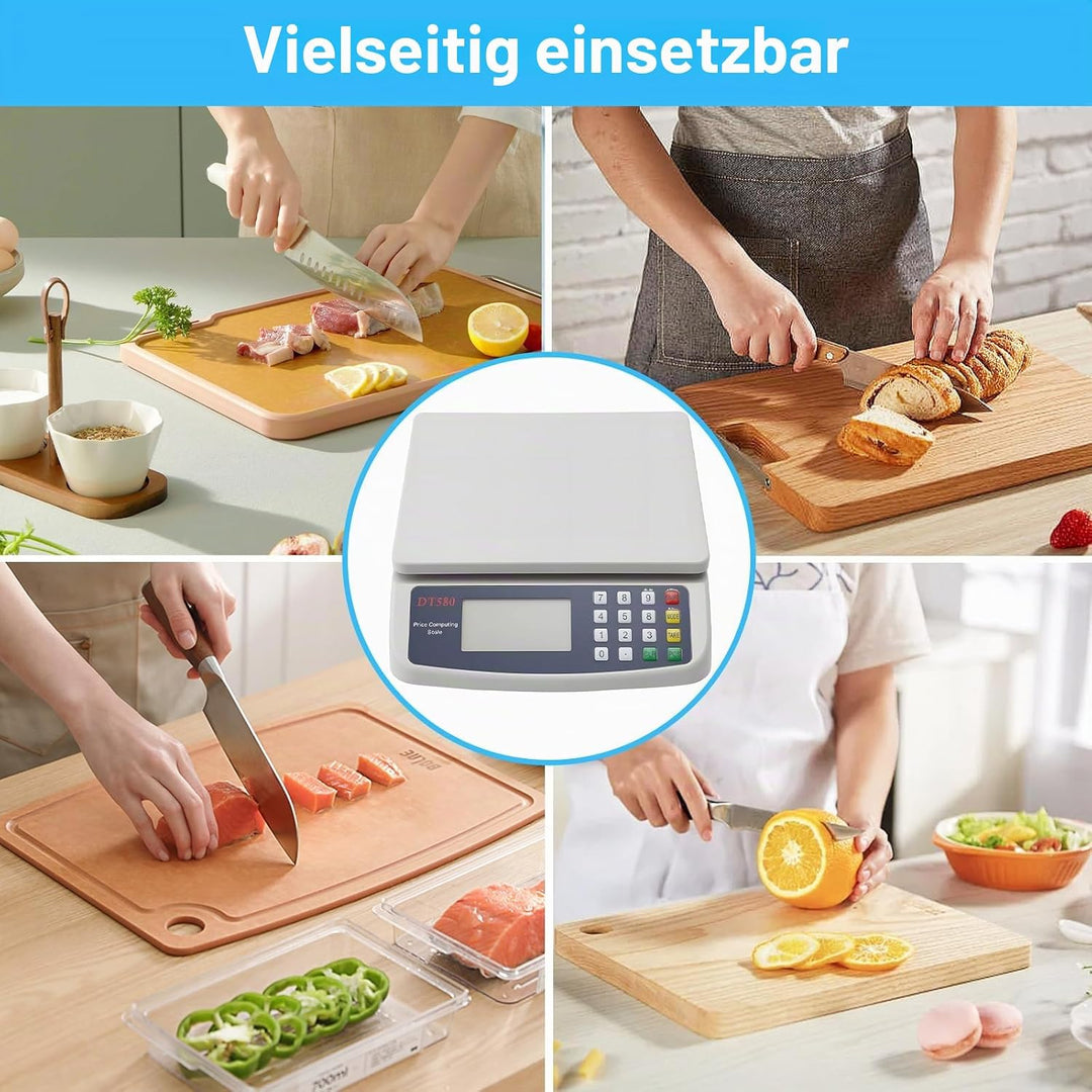 Küchenwaage digital 40kg, Gross Preisberechnungswaage Produktwaage mit LCD-Display und Tara Funktion