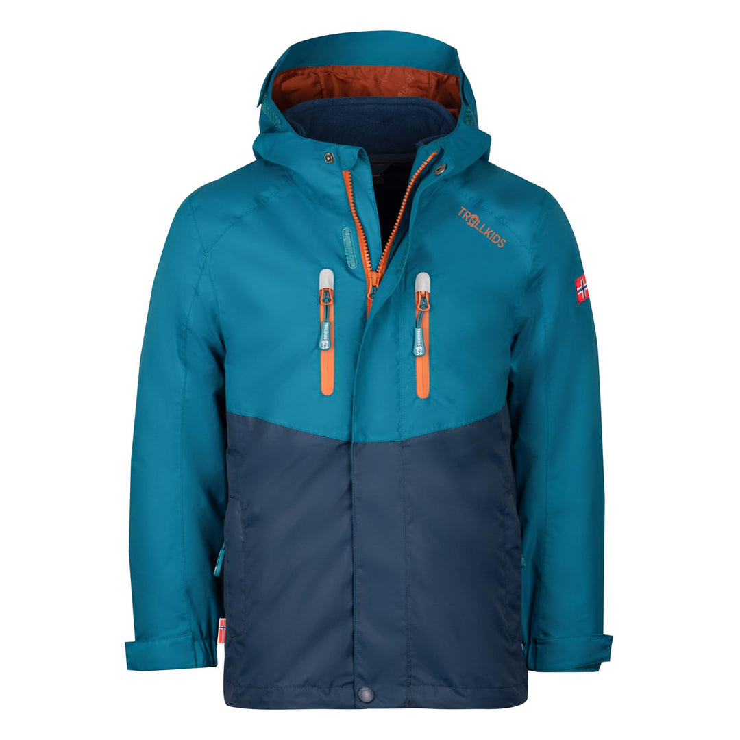 Trollkids Kinder Bryggen wasserdichte Winddichte 3in1 Jacke 104 Dunkelblau/Nachtblau/Zimt, 104 Dunke