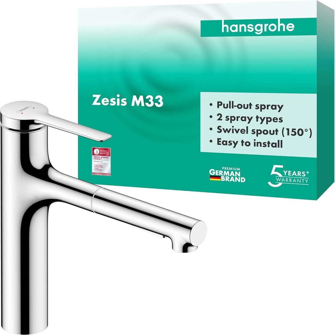 hansgrohe Küchenarmatur Zesis M33, Wasserhahn Küche mit Auslauf Höhe 160 mm, 150° drehbar, ausziehba