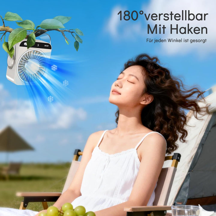 Leiser Tischventilator - 5 Geschwindigkeiten & Manuelles Oszillieren, USB-C, Tragbarer Büro Ventilat