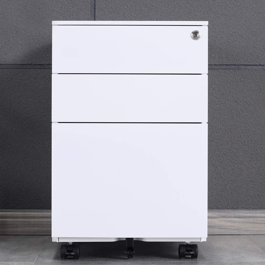 Aktenschränke,Schrankkorpus Vormontiert, Rollcontainer Büro-Rollcontainer mit Anti-umkippen-mechanis