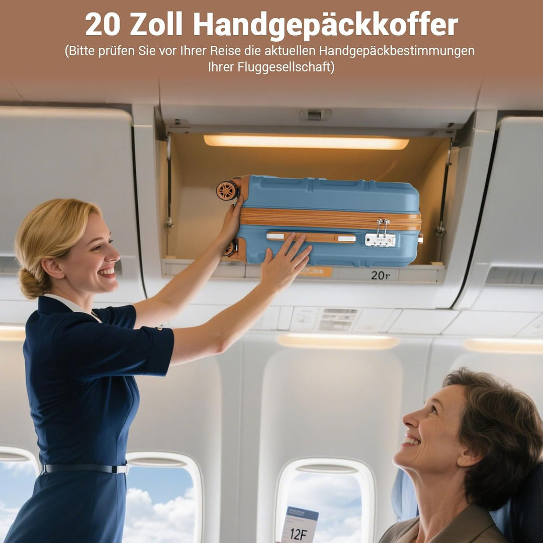 KONO Koffer Trolley Reisekoffer aus ABS+PC – Leichter Hartschalenkoffer mit 4 Zwillingsrollen und TS