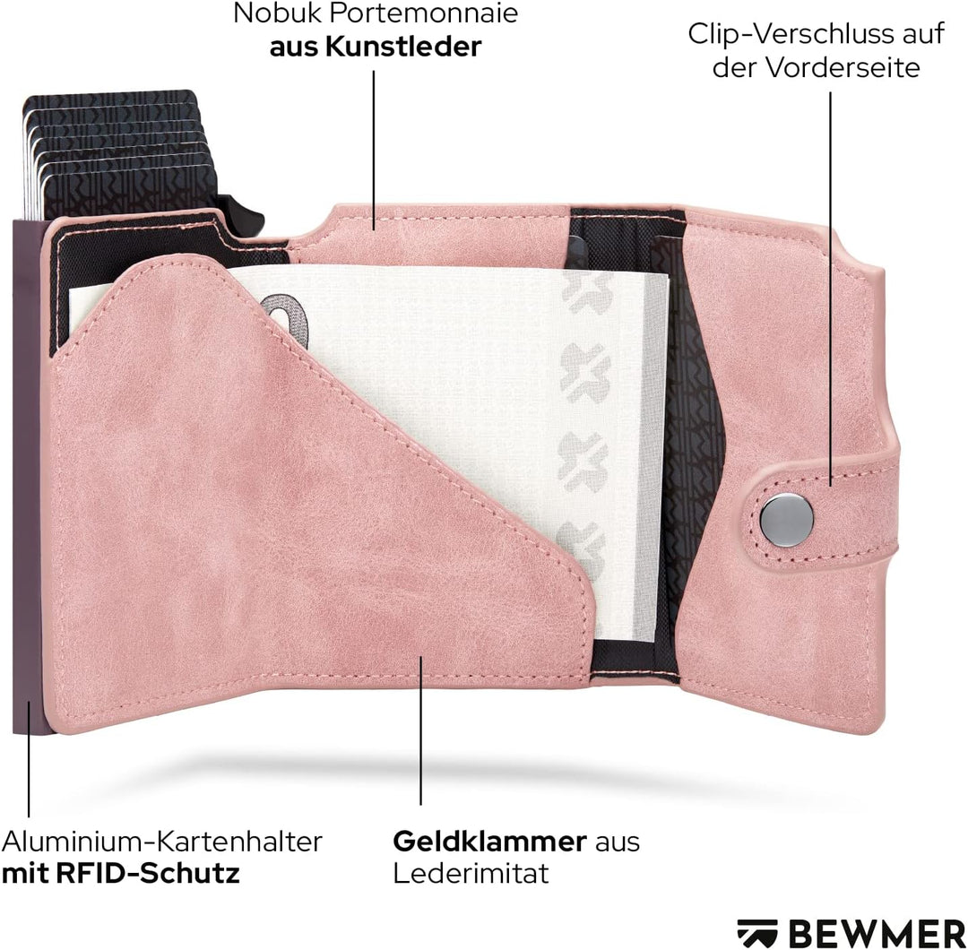 BEWMER 2 Shielded | Herren und Damen Slim Wallet mit RFID-Schutz Anti-Cloning | Kartenetui mit Münzf