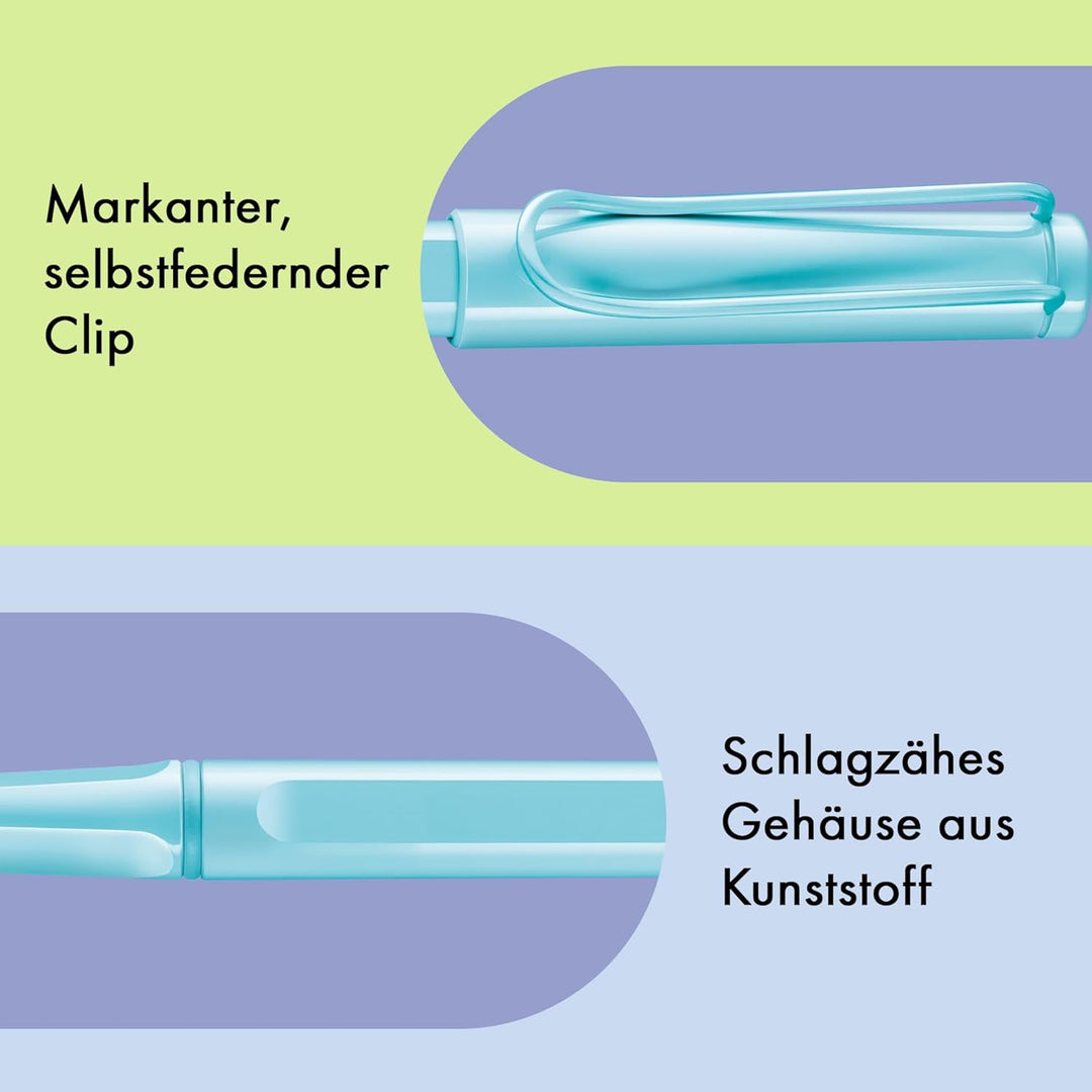 Lamy safari aquasky Tintenroller – zeitlos klassischer Stift mit ergonomischem Griff & Strichbreite