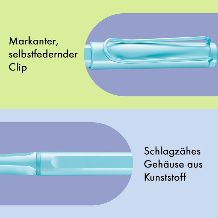 Lamy safari aquasky Tintenroller – zeitlos klassischer Stift mit ergonomischem Griff & Strichbreite