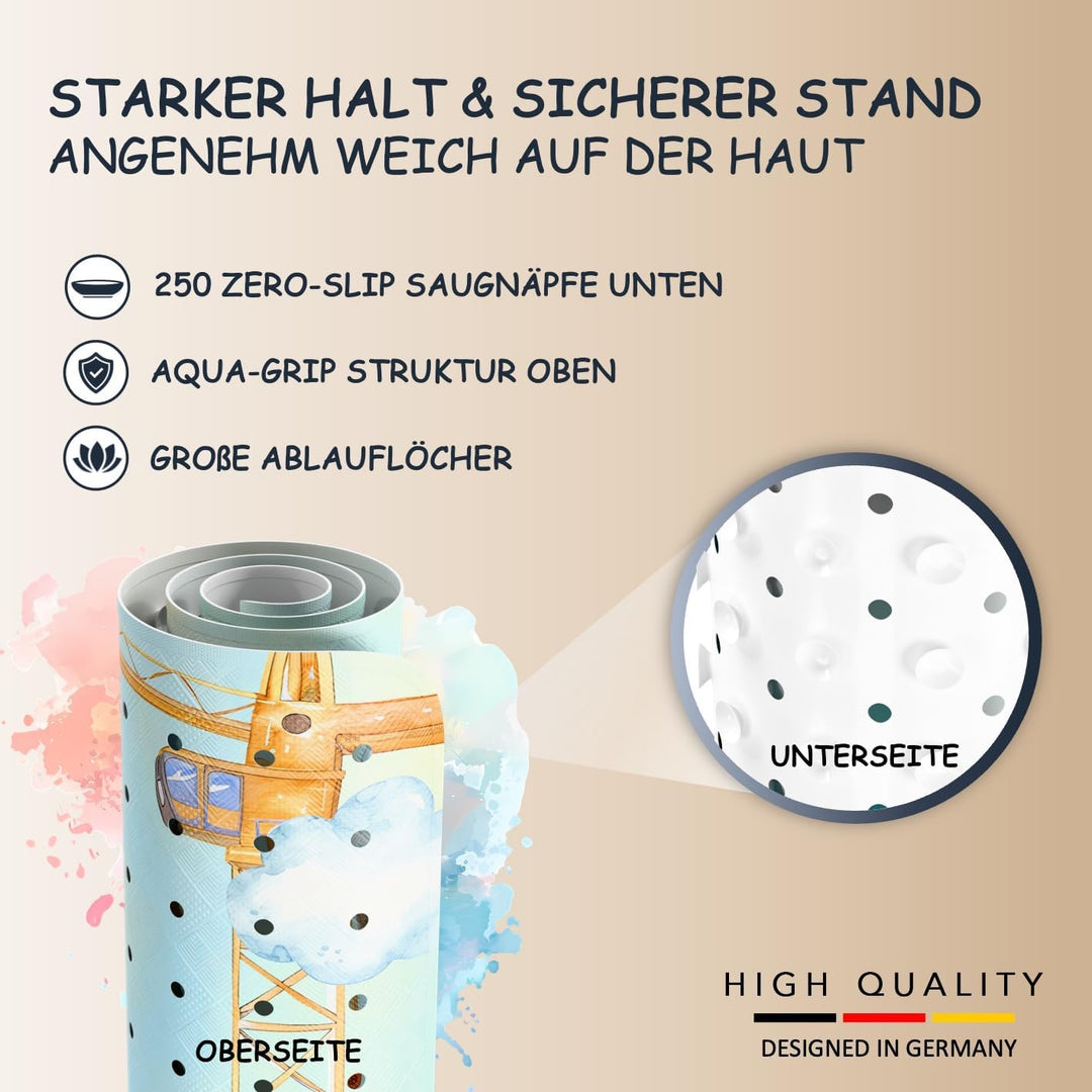 Badewannenmatte Kinder rutschfest [100x40cm] - Antirutschmatte Badewanne BPA frei - Badematte Kinder