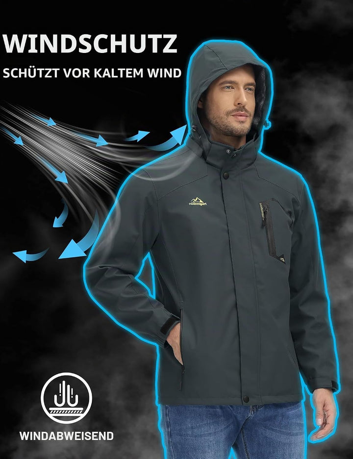 TACVASEN Herren Outdoorjacke Leicht Wasserabweisend Wanderjacke Übergangsjacke Funktionsjacke mit Ab