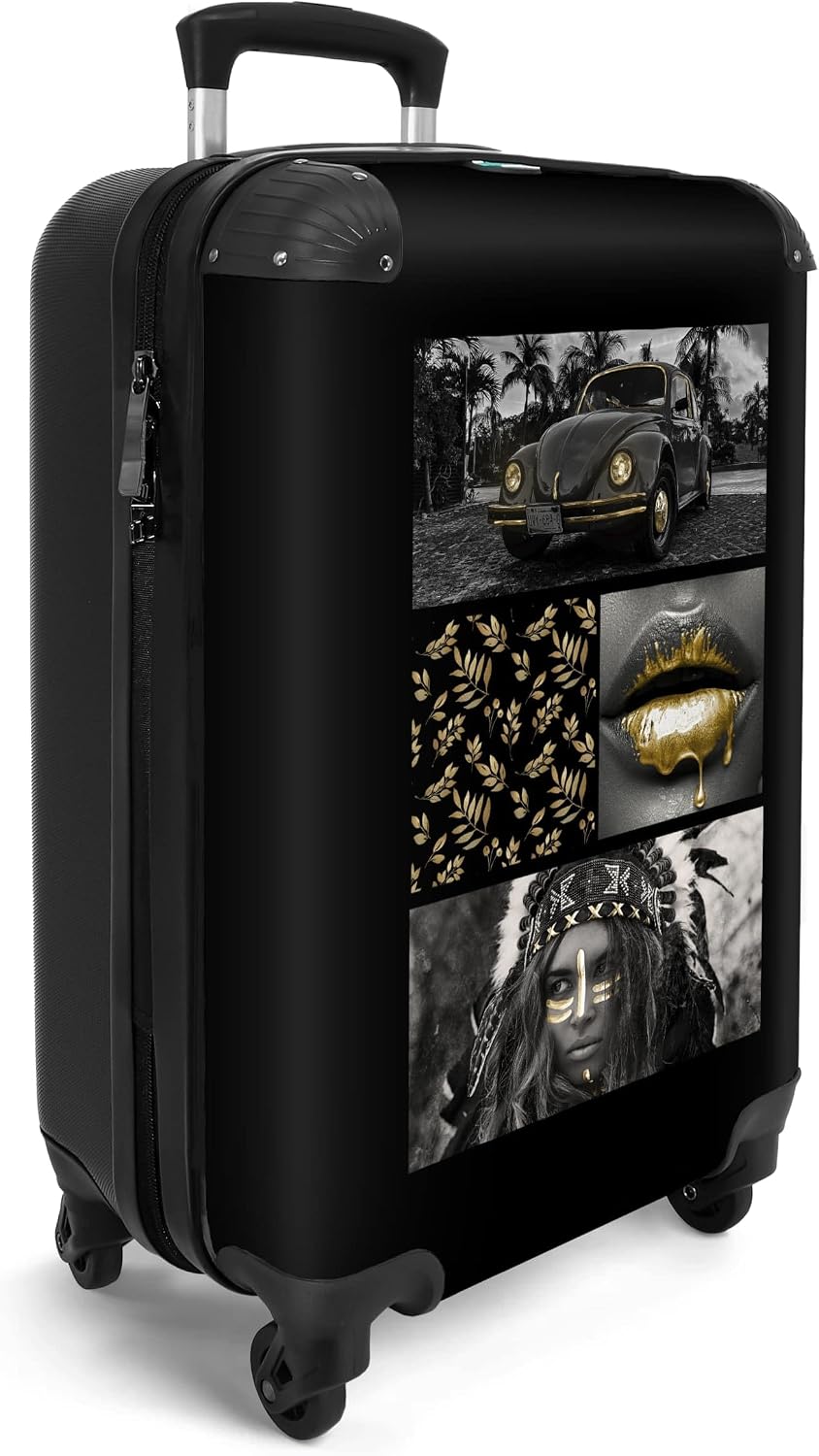 NoBoringSuitcases.com® Koffer Handgepäck Trolley Rollkoffer Kleine Reisekoffer mit 4 Rollen - Collag