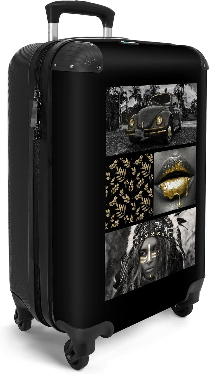 NoBoringSuitcases.com® Koffer Handgepäck Trolley Rollkoffer Kleine Reisekoffer mit 4 Rollen - Collag